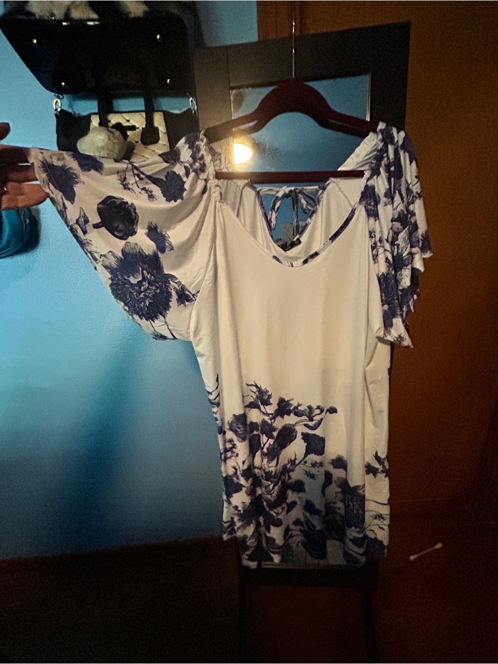 Lily White and Navy Tunic/Dress with Navy Floral Print